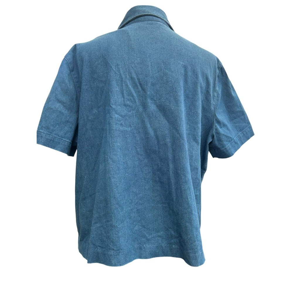 Alfred Dunner Petite 16P Denim Shirt Blue Floral Embroidered Vintage Button Down - Picture 3 of 10